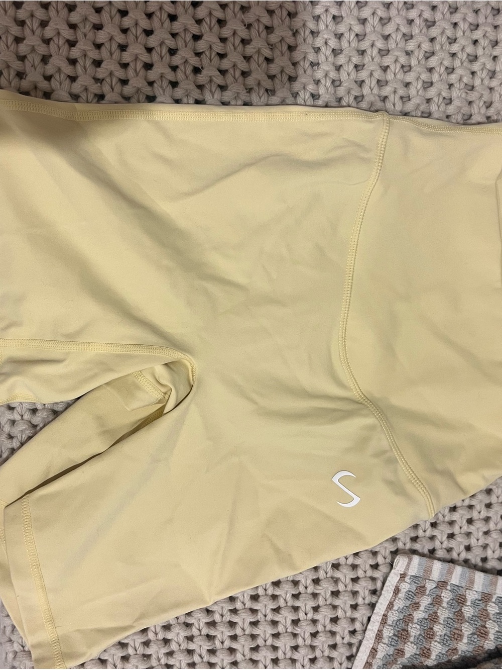Women's Athletic Shorts - Pale Yellow S Logo